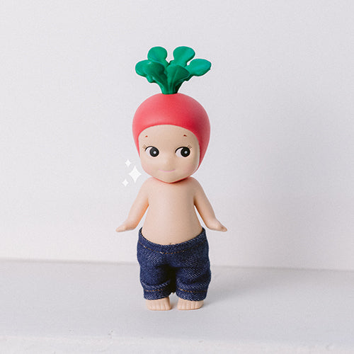 Sonny Angel Figurine wearing handmade western jean pants. Sonny Angel clothes handmade to size. 